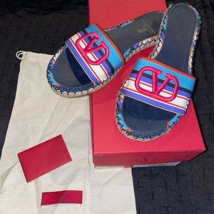 Multi Colored Valentino Slides - Size 38 - Womens